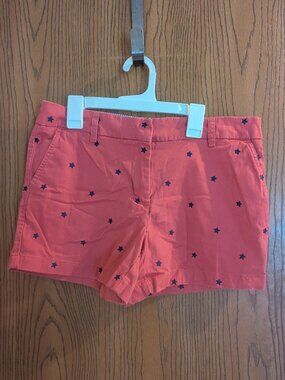 Cambridge Dry Goods Embroidered Star Pink/Coral & Blue Flat Front Shorts- 6